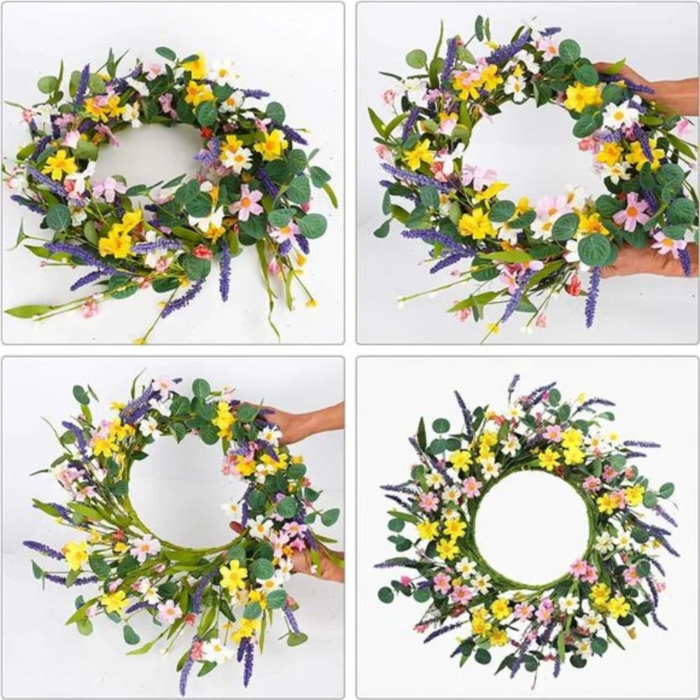 20” Artificial Floral Spring and Summer Wreath for Front Door